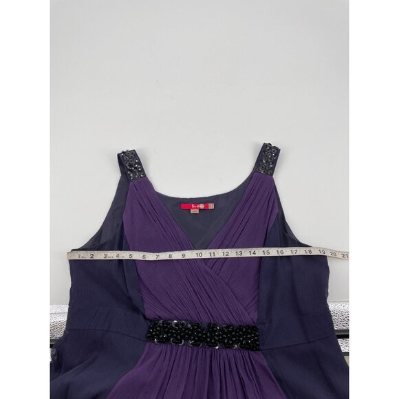 Boden Sleeveless Formal Chiffon Dress Size 14 100% Silk Purple Embellished Waist - Picture 7 of 9